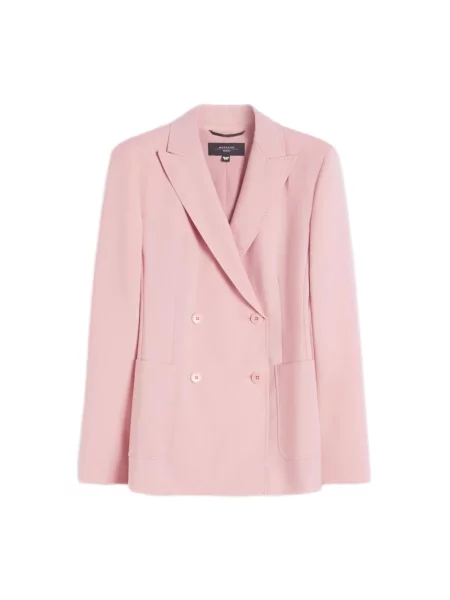 Marynarka Weekend Max Mara wełniana z klapą różowa
