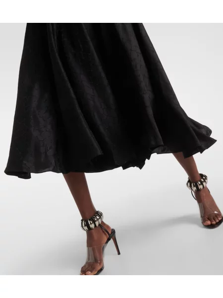 Rochie midi Alaïa de mătase până la genunchi de costum negru