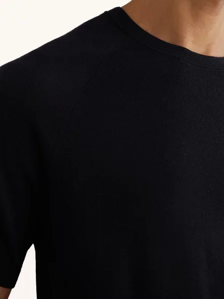 Reiss Pletené Tričko Brook tmavě modrá