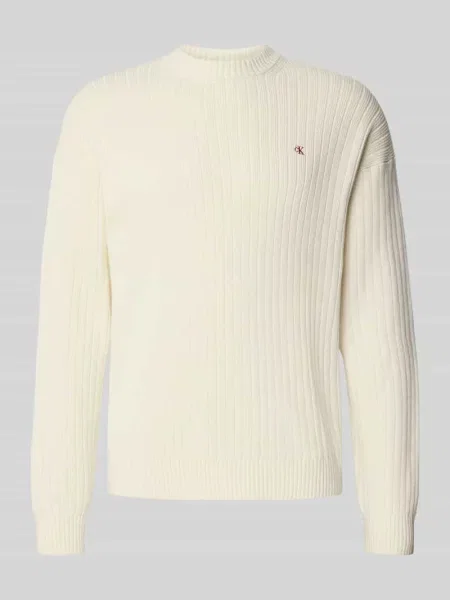 Sweter z dzianiny o kroju oversized z prążkowanymi wykończeniami Calvin Klein Jeans biały