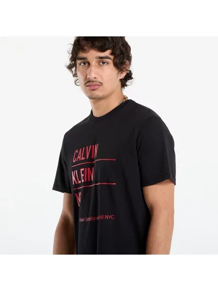 Тениска Calvin Klein Jeans с принт черно