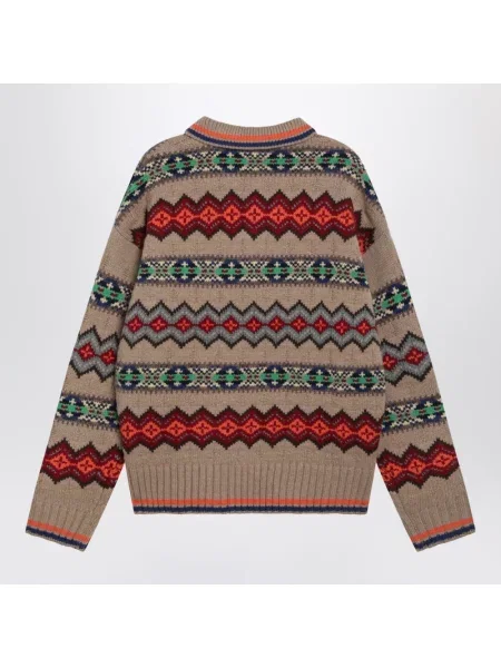Sweter z czystej wełny z kołnierzykiem polo Ralph Lauren beżowy