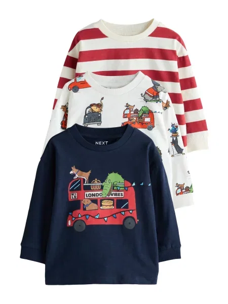 Next Tricou bleumarin / verde deschis / roșu alb