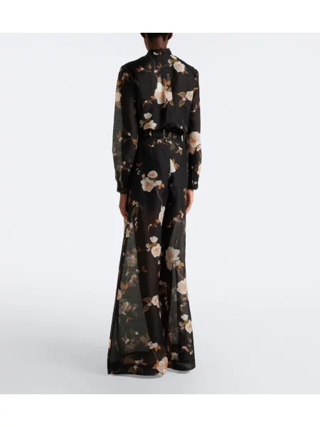 Pantaloni Zimmermann de in cu model floral negru