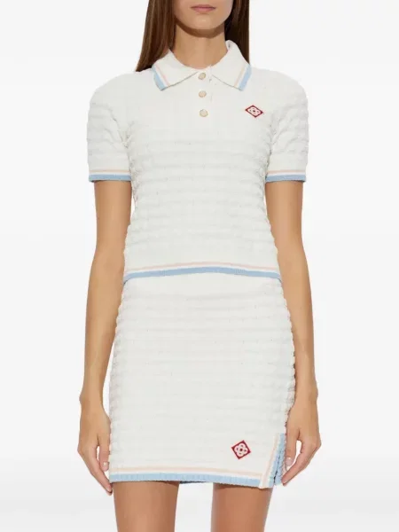 Tricou polo Casablanca tricotate alb