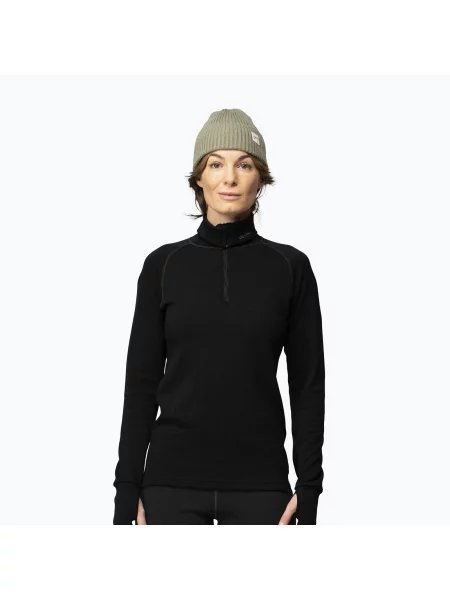 Bluză termoactivă pentru femei Devold Expedition Merino Zip Neck black negru