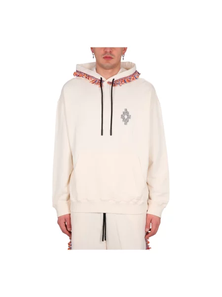Bluza z kapturem Marcelo Burlon z frędzli beżowa