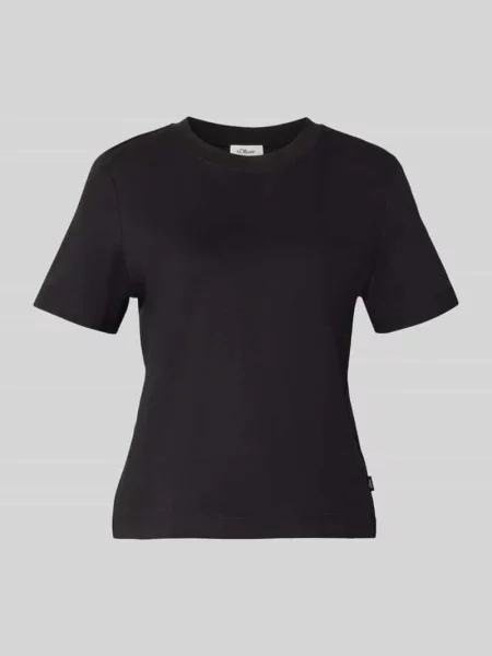 T-shirt o pudełkowym kroju z czystej bawełny S.oliver czarna