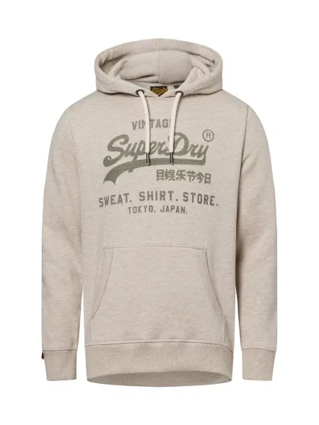Bluza z kapturem Superdry retro z logo beżowa