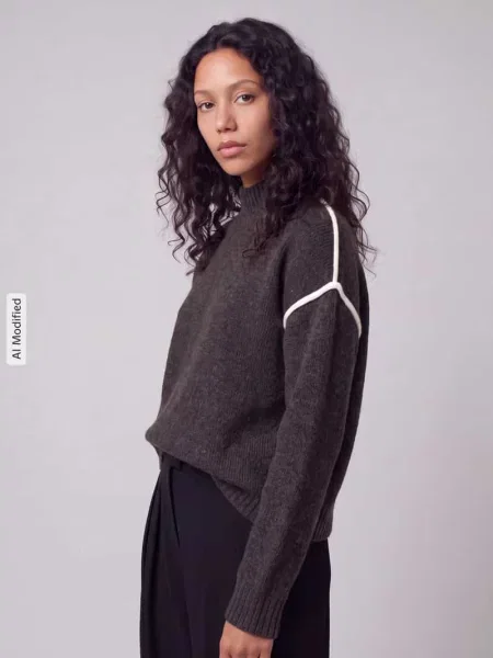 Sweter z wypustki w kontrastowym kolorze na rękawie Vero Moda