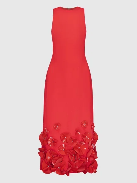 Сукня з вовни з квітковою аплікацією David Koma червона