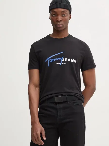 Rövid póló Tommy Jeans fekete