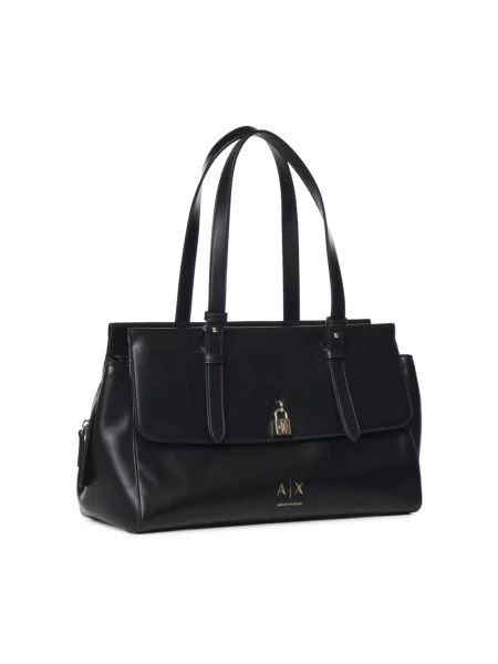 Armani Exchange torebka shopper z imitacji skóry czarna