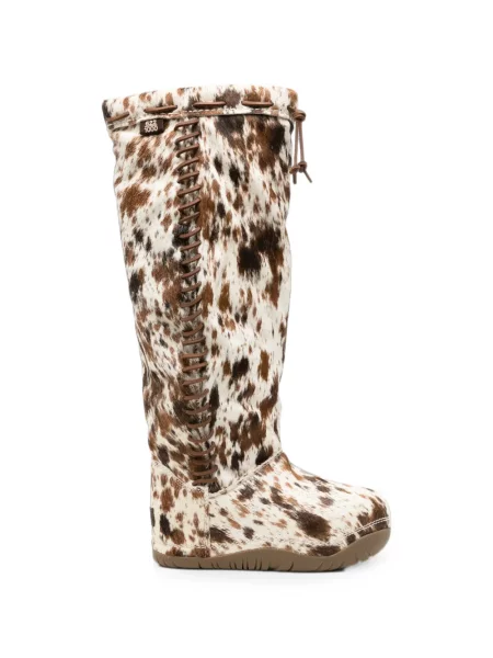 Botine Ugg cu șireturi din dantelă alb