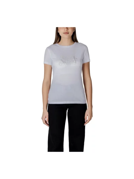 Armani Exchange Koszulki Kobieta XL Casualowy T-shirt z Okrągłym Dekoltem biały
