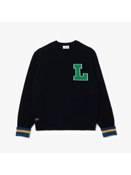 Lacoste Sweter Neo Heritage Unisex O Klasycznym Kroju Z Okrągłym Dekoltem granatowy