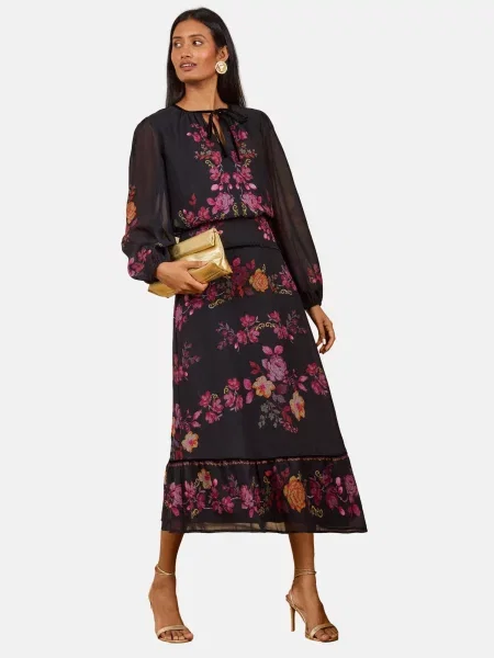 Love & roses Rochie lila / roz negru