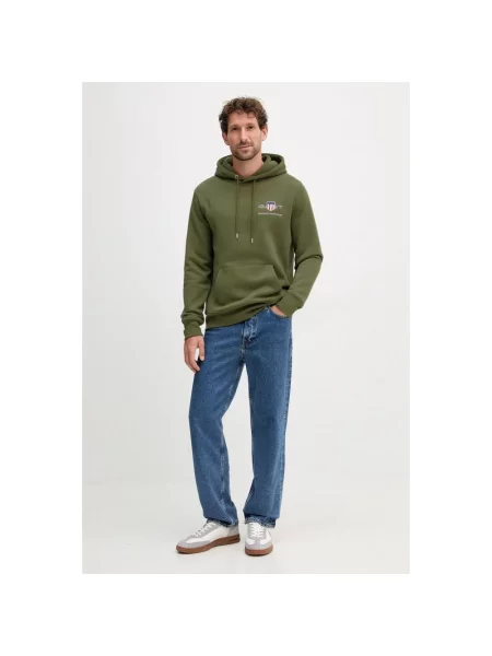 Gant bluza z kapturem z aplikacją zielony