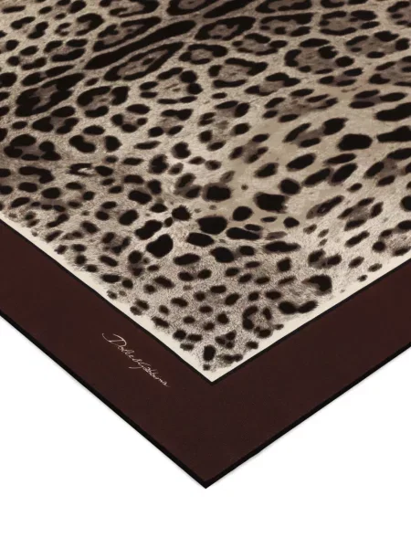 Šilkinis raštuotas šalikas Dolce & Gabbana leopardinis ruda
