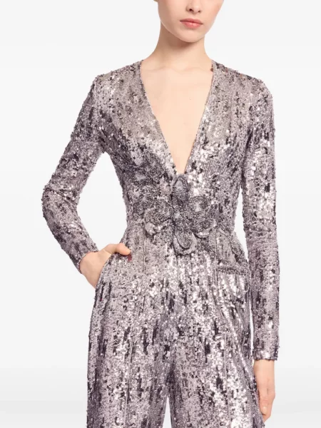 Salopetă Elie Saab cu decolteu în V gri