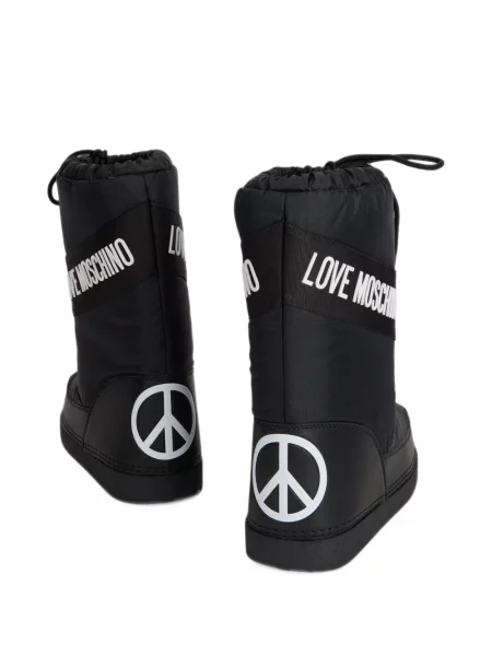 Боти Love Moschino със сърца с автограф черно