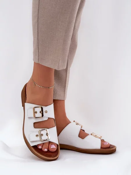 Usnjene sandali Zazoo brez pet bela
