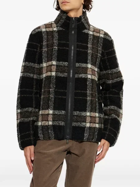 Geacă Bogner din fleece în carouri negru