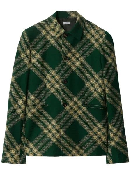 Sacou Burberry în carouri verde