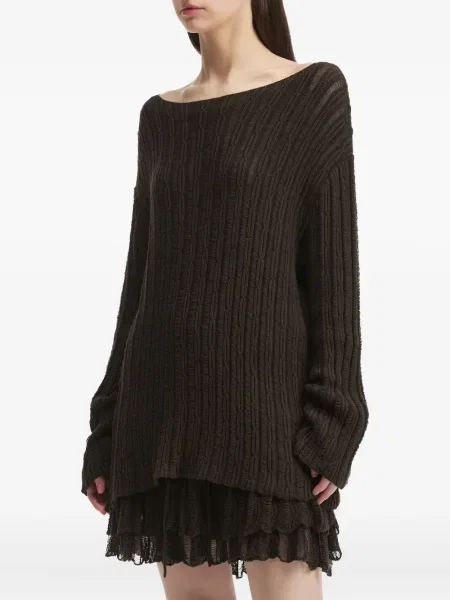 Dzianinowa mały spódnica mini B+ab prążkowana brązowa