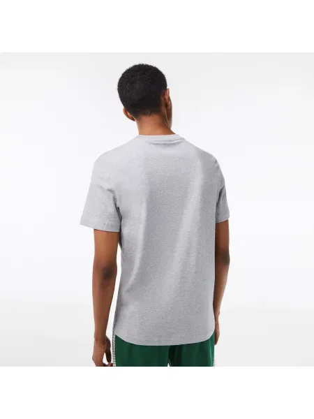 Lacoste Koszulka Z Nadrukiem Z Bawełnianego Dżerseju Lacoste szara