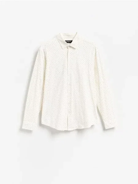 Reserved Wzorzysta koszula slim fit biały