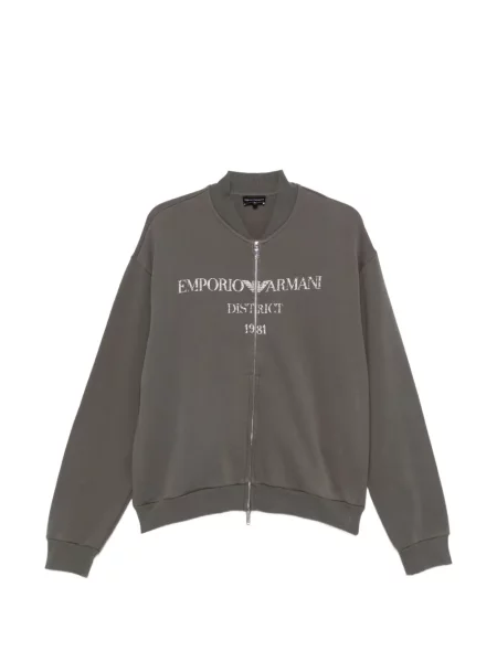 Mikina na zips Emporio Armani sivá