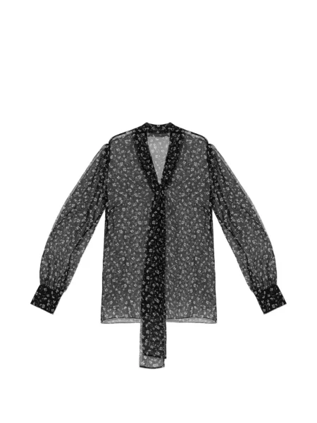 Cămașă Dolce & Gabbana de mătase cu model floral negru