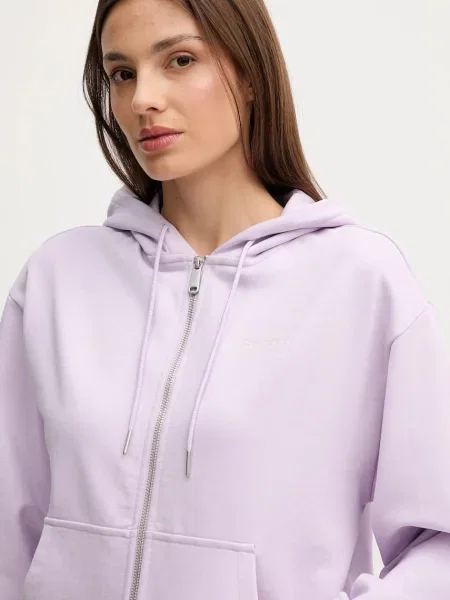 Calvin Klein Jeans bluza z kapturem z nadrukiem fioletowy