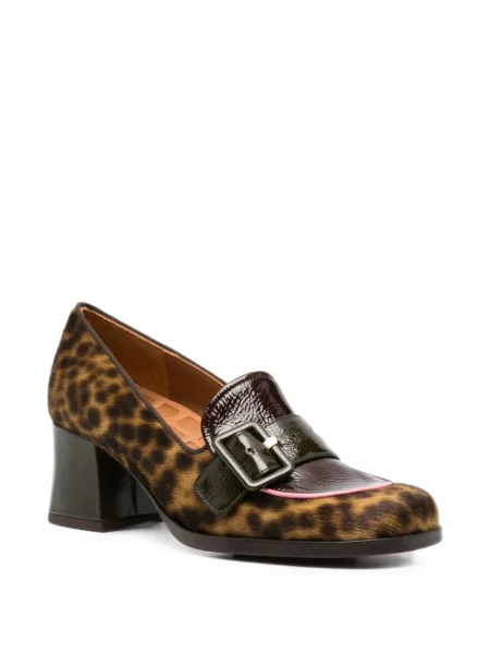 Pantofi cu toc Chie Mihara cu imagine cu model leopard cu cataramă maro