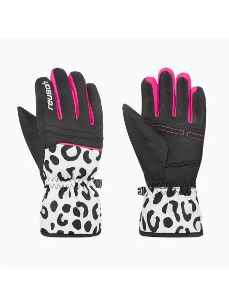 Mănuși de schi pentru copii Reusch Alan Junior white/grey leopard alb