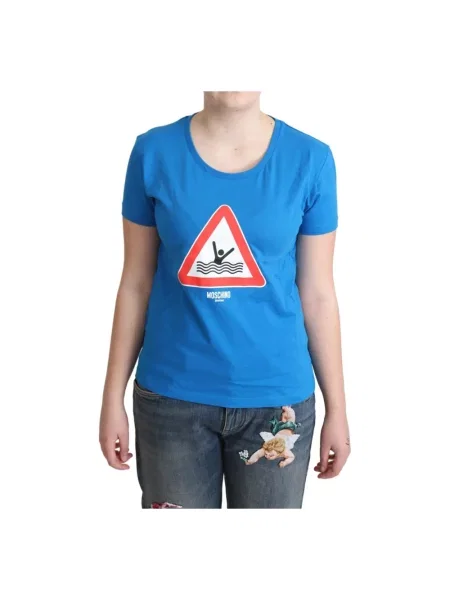 Koszulka Moschino z krótkim rękawem niebieska