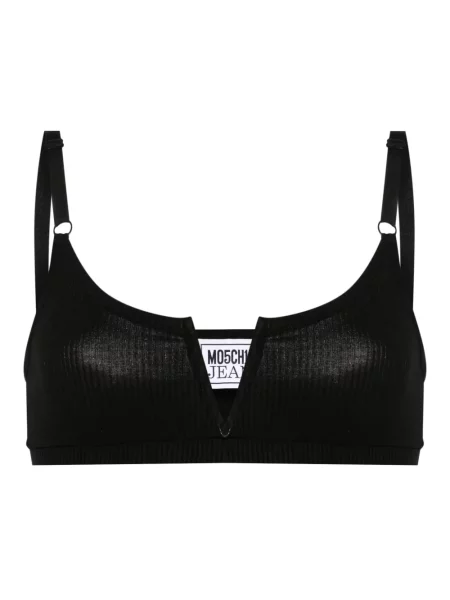 Biustonosz Moschino Jeans prążkowany czarny