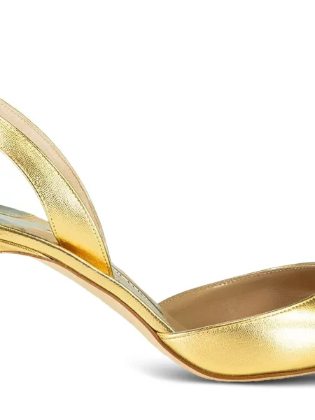 Pantofi cu toc Manolo Blahnik slingback auriu