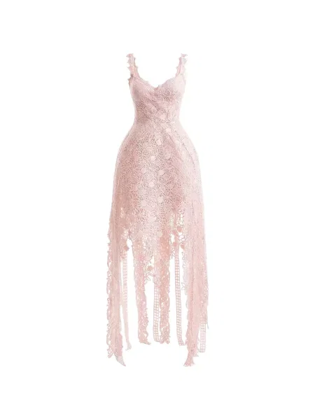 Rochie Gemy Maalouf cu model floral din dantelă roz