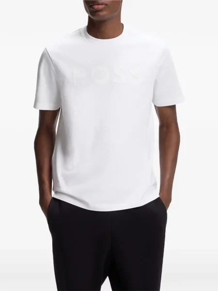 Tricou Boss cu imagine alb