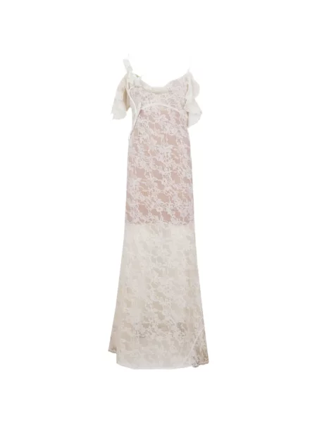 Rochie maxi Self-portrait din dantelă alb