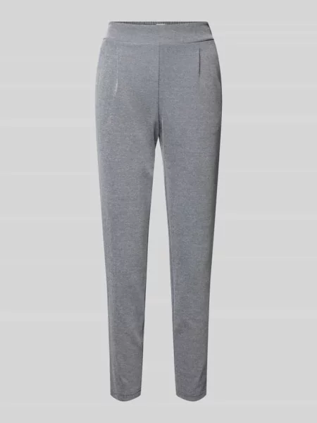 Spodnie materiałowe o kroju slim fit z elastycznym pasem model ‘Kate’ Ichi granatowe