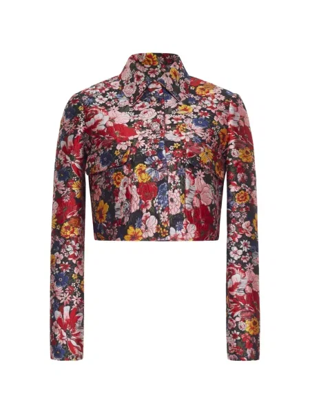 Decupat geacă Adam Lippes cu model floral din jacard negru