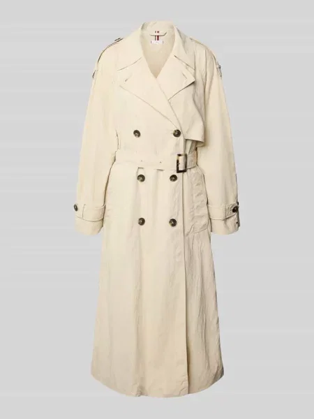 Trencz o kroju regular fit z kołnierzem z połami Tommy Hilfiger beżowy