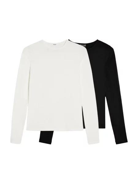 Bershka Tricou negru alb