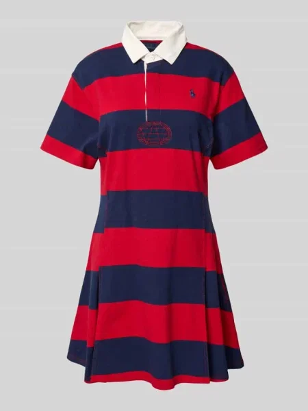 Sukienka polo z wyhaftowanym logo czerwona