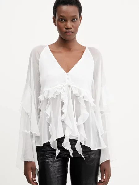 Bardot bluză uni alb