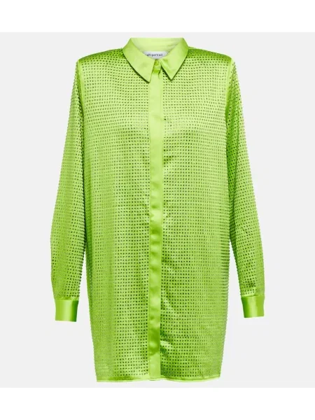 Satynowy top Self-portrait zielony