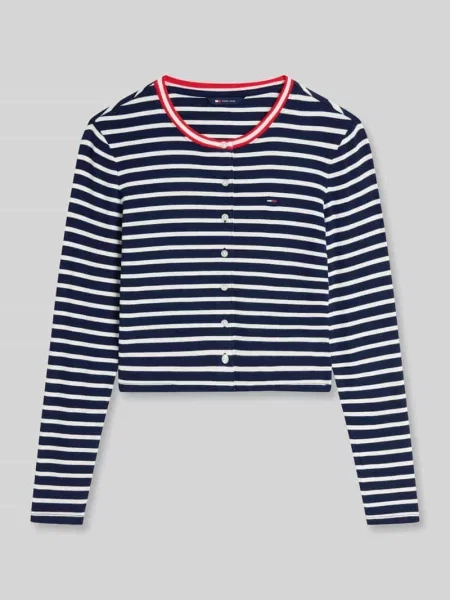 Kardigan o kroju slim fit z mieszanki Tommy Jeans granatowy